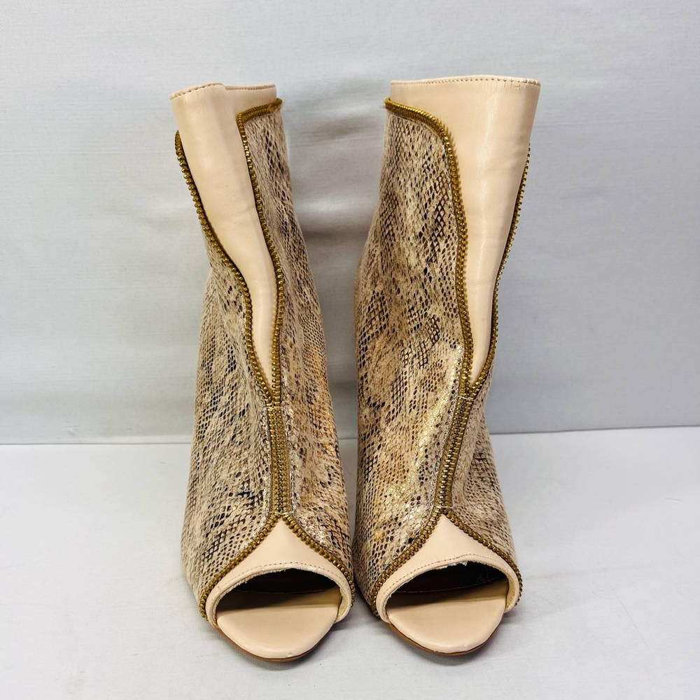 Thalia Sodi‎ Snakeskin Peep-Toe Heeled Boots